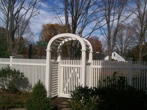 wood fence gate with trellis